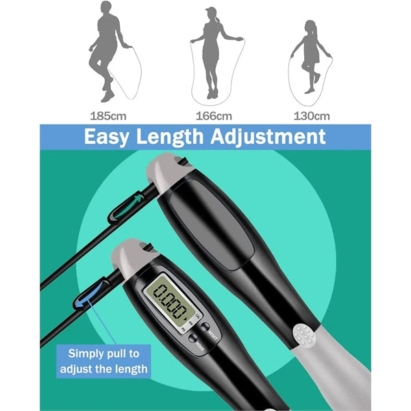 Adjustable Length Tangle-Free Jump Rope with Counter