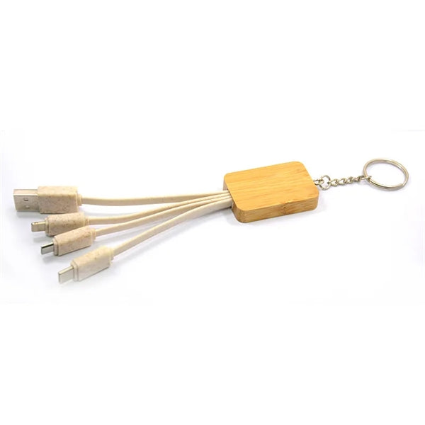 Rectangle 3-in-1 Bamboo Charging Cable