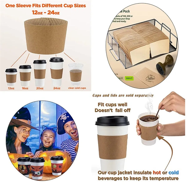 Kraft Paper Beverage Holder Cup Sleeves