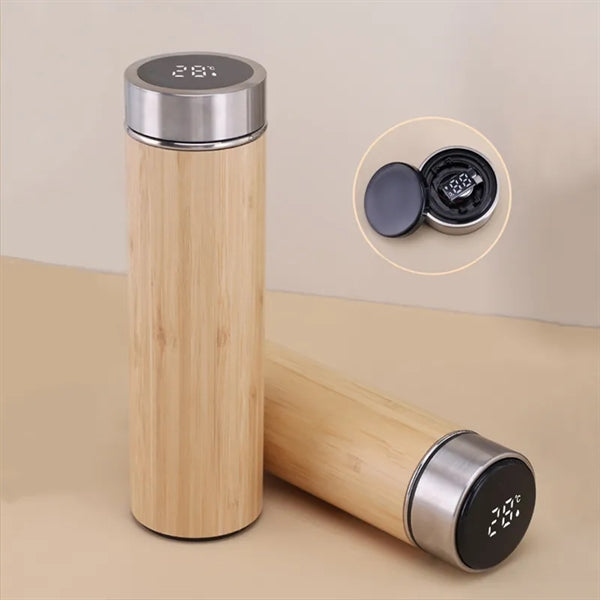 Smart Bamboo Tumbler With Temperature Display 17oz