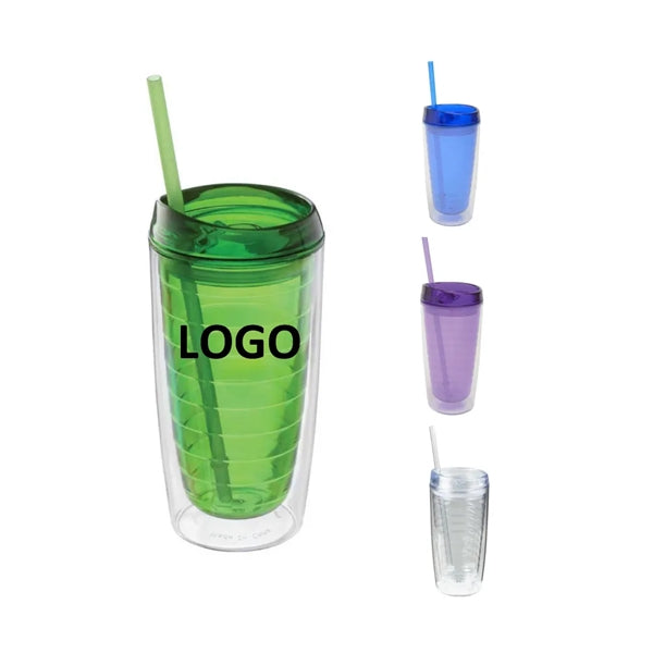 16oz Plastic Insulated Tumbler