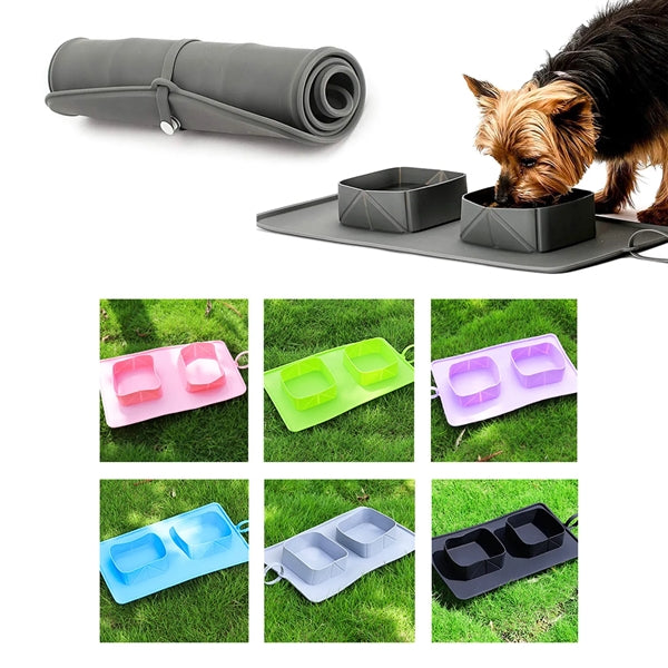 Portable Pet Dish Collapsible Silicone Dog Cat Travel Bowl