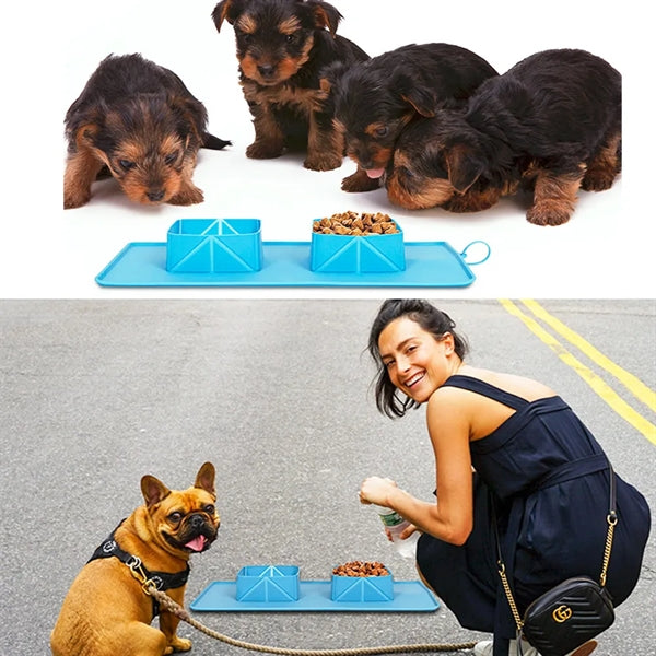 Portable Pet Dish Collapsible Silicone Dog Cat Travel Bowl