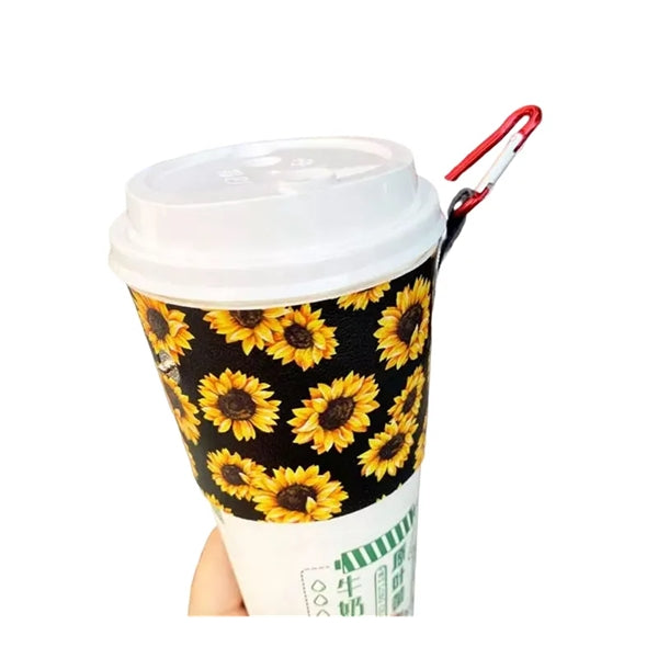 PU Leather Beverage Holder with Carabiner and Button