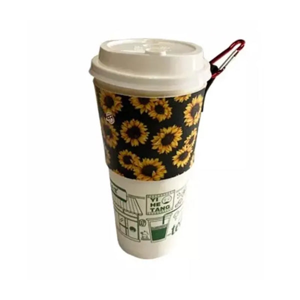 PU Leather Beverage Holder with Carabiner and Button