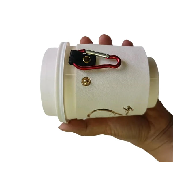 PU Leather Beverage Holder with Carabiner and Button