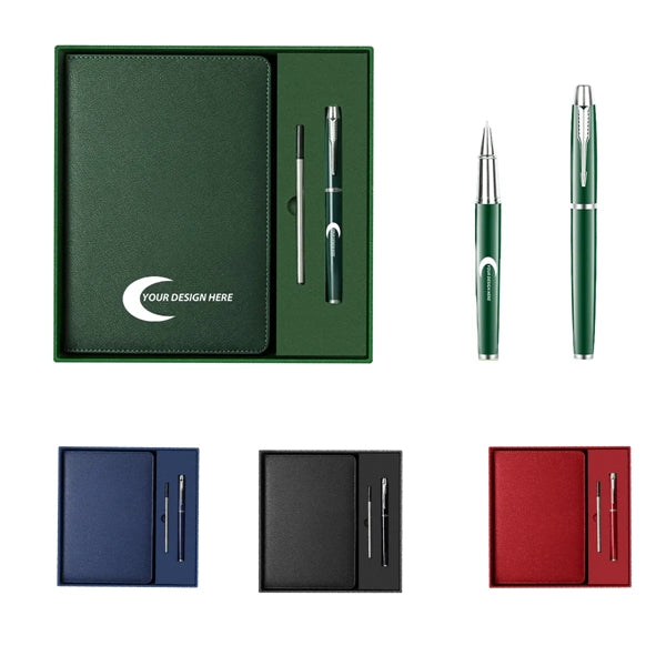 Subtlety Notebook & Metal Pen Gift Set w/ Custom Imprint