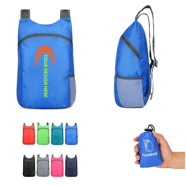 Lightweight Foldable Polyester Backpack w/ Custom Imprint