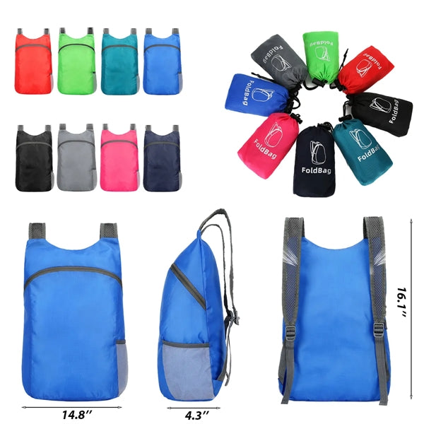 Lightweight Foldable Polyester Backpack w/ Custom Imprint