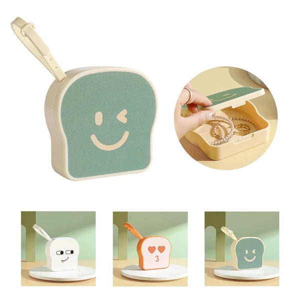 Portable Toast Shaped Lipstick Jewelry Storage Case Pillbox