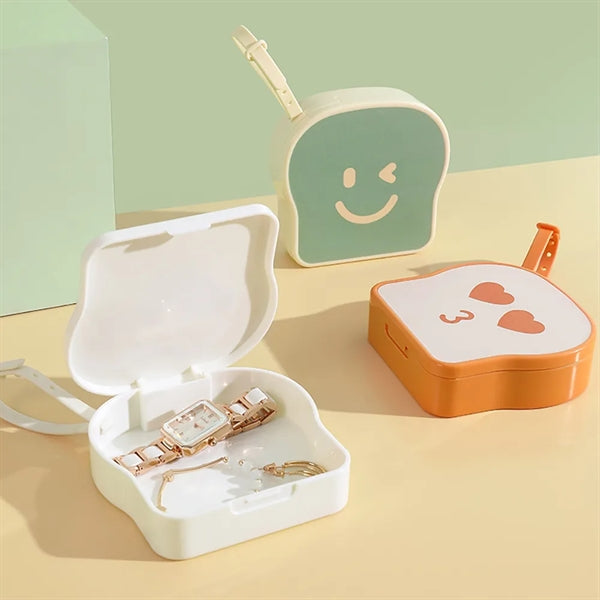 Portable Toast Shaped Lipstick Jewelry Storage Case Pillbox