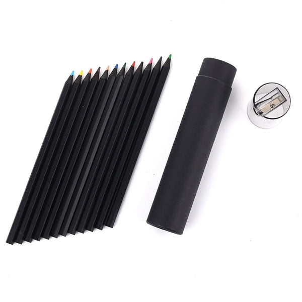 12pcs Colorful Pencils Set With Vellum Holder And Sharpener