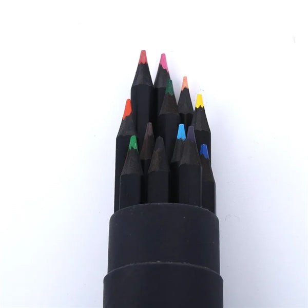 12pcs Colorful Pencils Set With Vellum Holder And Sharpener