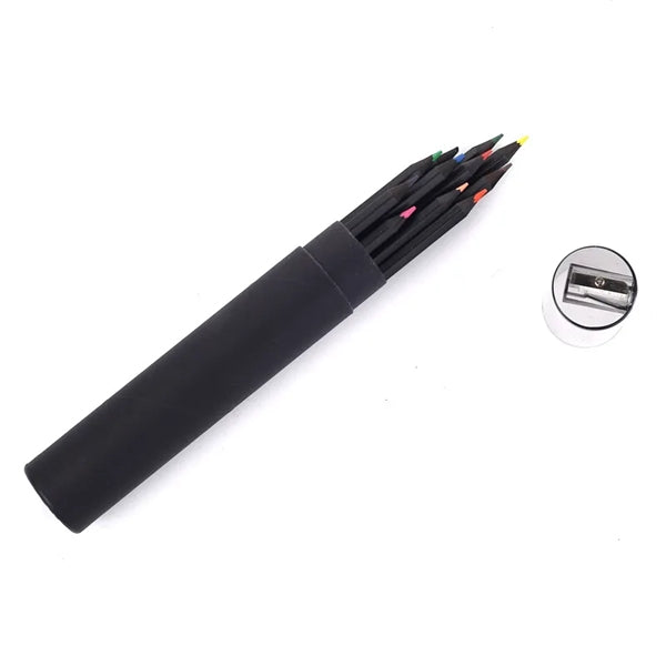12pcs Colorful Pencils Set With Vellum Holder And Sharpener