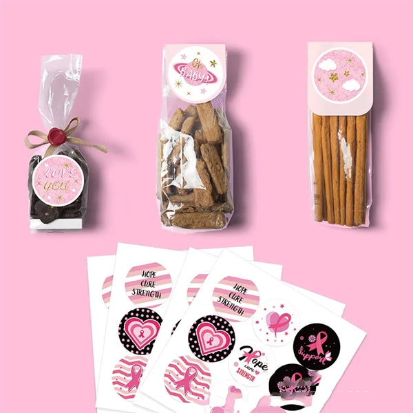 Breast Cancer Awareness Round Pink Ribbon Sticker