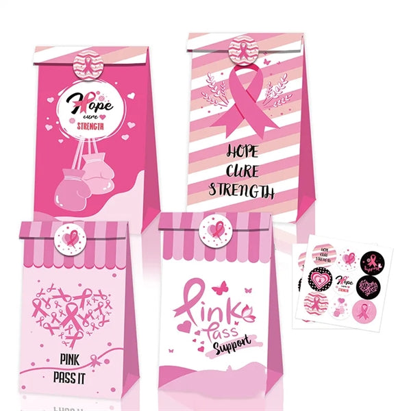 Breast Cancer Awareness Round Pink Ribbon Sticker