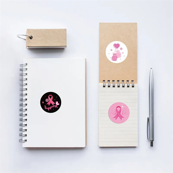 Breast Cancer Awareness Round Pink Ribbon Sticker