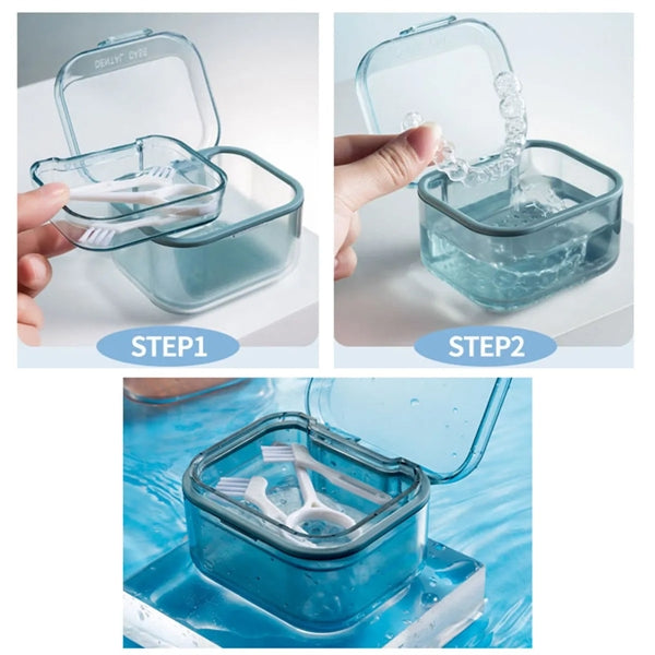 Three-Layer Clear Denture Retainer Case