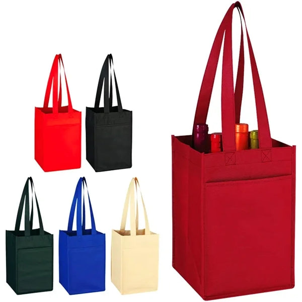 Non-Woven 4 Bottle Wine Tote Bag