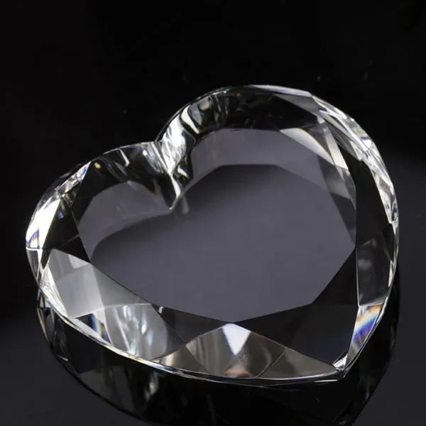 Engraved Crystal Heart Paperweight