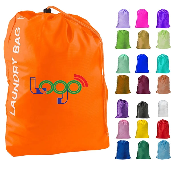 Customize Full Color Logo Nylon Laundry Bags With Drawstring