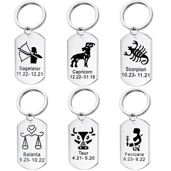 Zodiac Stainless Steel Keychain