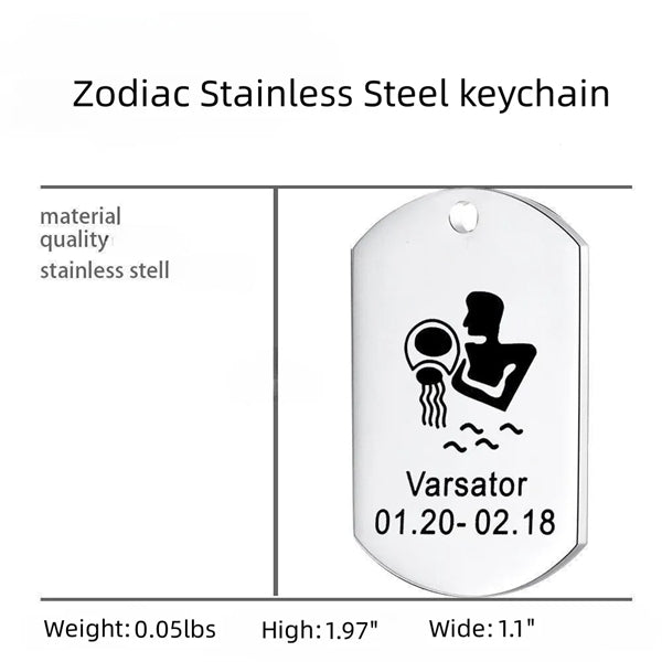 Zodiac Stainless Steel Keychain