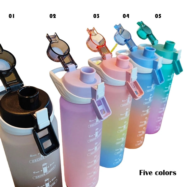 32 oz Water Bottle with Times to Drink and Straw