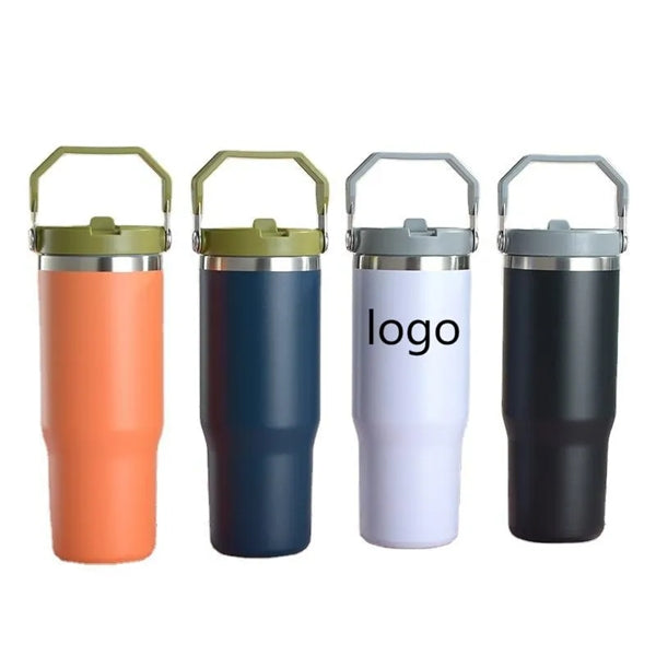 30oz Stainless Steel Tumbler With Handle and Straw Lid