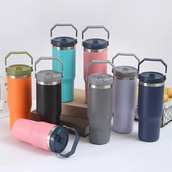 30oz Stainless Steel Tumbler With Handle and Straw Lid