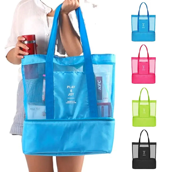 Mesh Beach Bag With Cooler Compartment