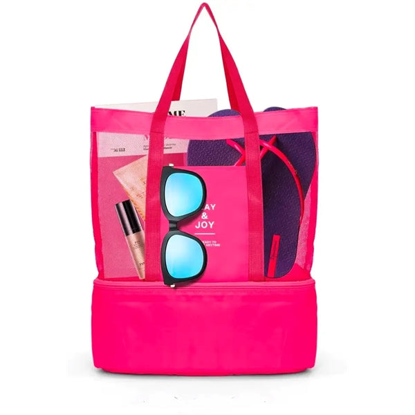 Mesh Beach Bag With Cooler Compartment