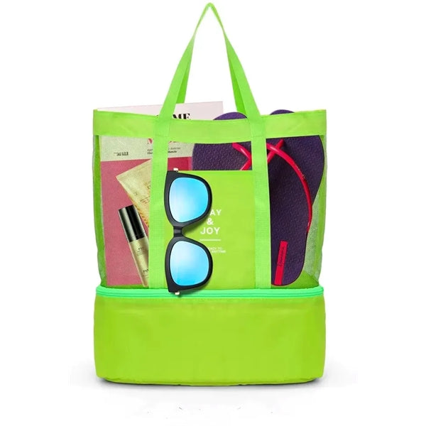 Mesh Beach Bag With Cooler Compartment