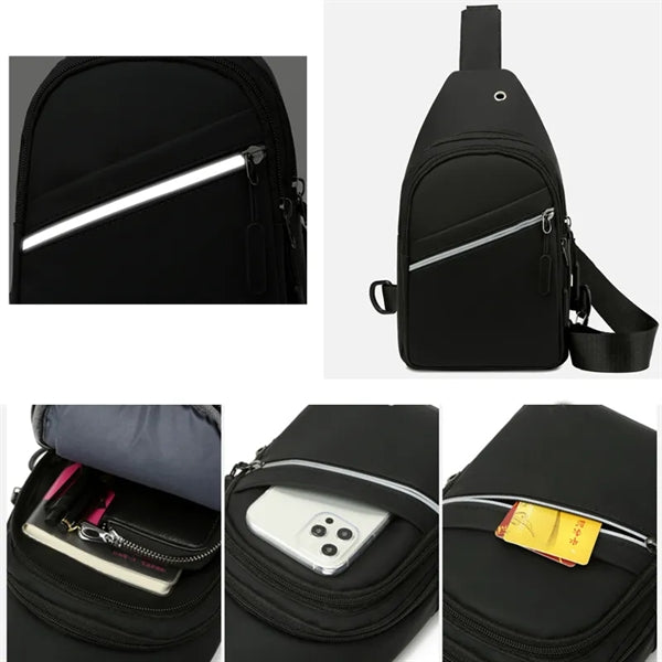 Chest Daypack Crossbody Shoulder Bag With USB Charging Port