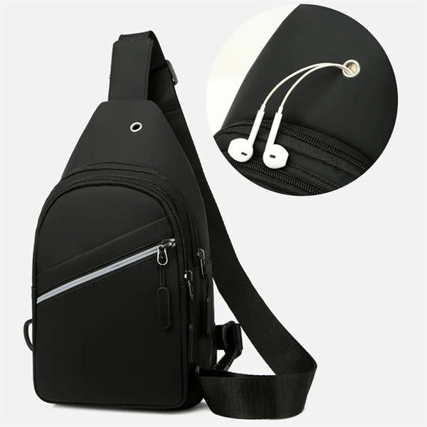 Chest Daypack Crossbody Shoulder Bag With USB Charging Port