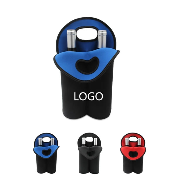 Insulated Neoprene Beer Carrier Tote Bag for 2 Bottles