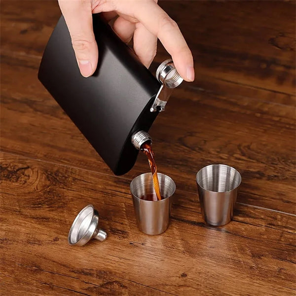 8OZ Black Blank Flask & Funnel Set