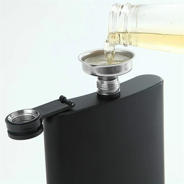 8OZ Black Blank Flask & Funnel Set