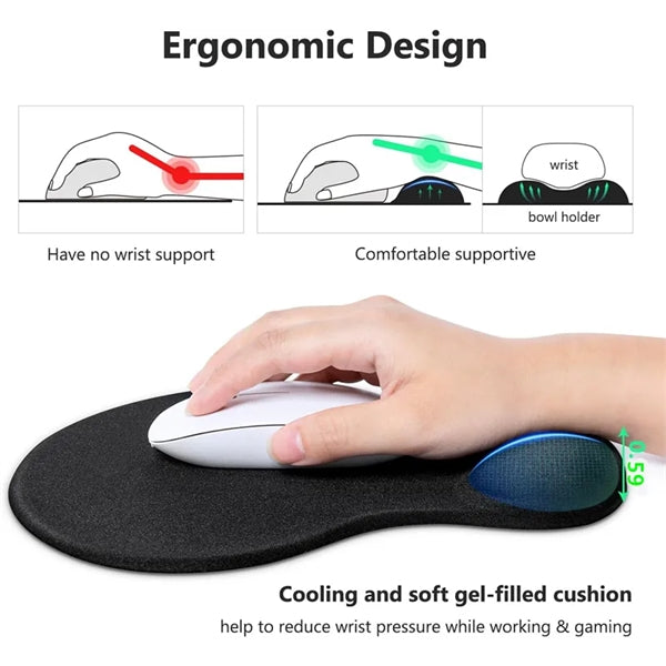 Ergonomic Mouse Pad with Gel Wrist Rest Support