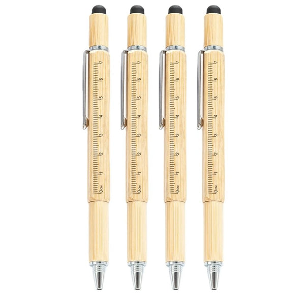 6 In 1 Bamboo Multi Tool Touch Ballpoint Pen