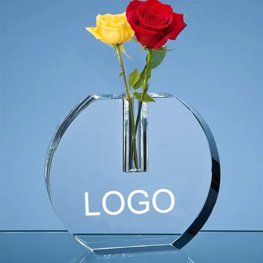 Optical Crystal Round Bud Vase