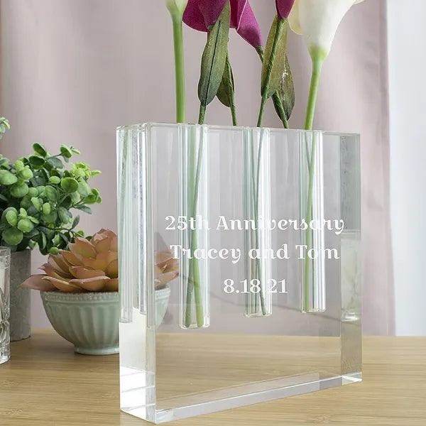 Triple Play Square Crystal Bud Vase