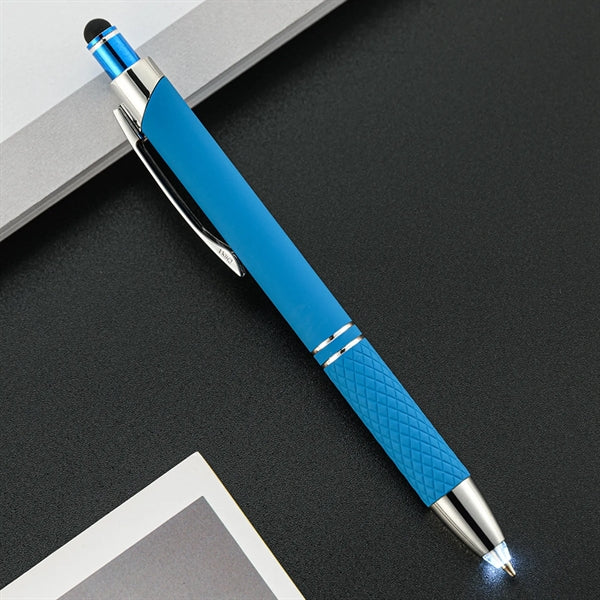 Multicolored LED Ballpoint Pen with Stylus