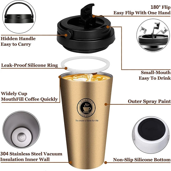 Stainless Steel Insulated Coffee Mug With Leak Proof
