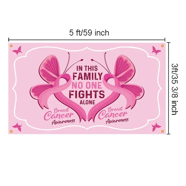 Breast Cancer Awareness Flag 3x5 Pink Ribbon Banner