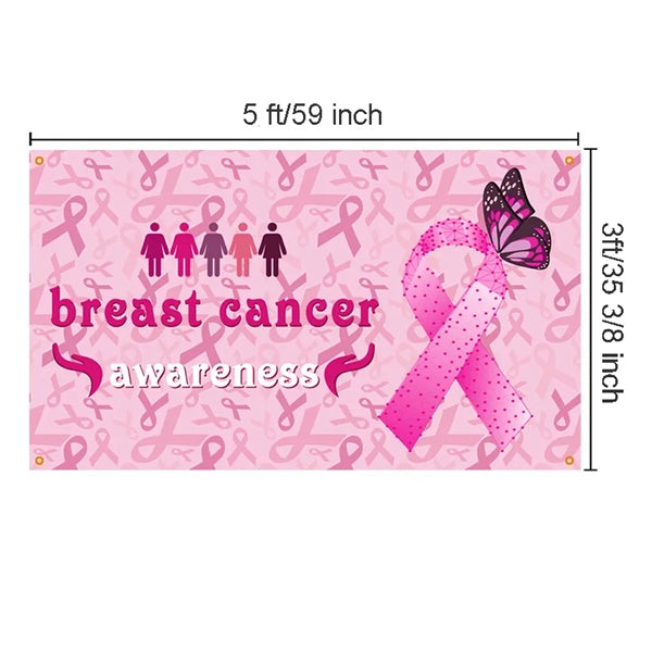 Breast Cancer Awareness Flag 3x5 Pink Ribbon Banner