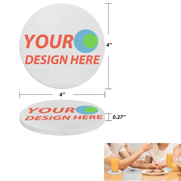 Non-Slip Round Ceramic Coaster w/ Custom Imprint