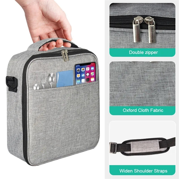 Crossbody Oxford Cloth Square Lunch Bag Thermal Meal Tote
