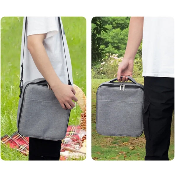 Crossbody Oxford Cloth Square Lunch Bag Thermal Meal Tote
