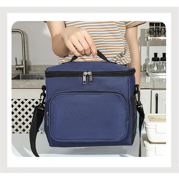Crossbody Oxford Cloth Lunch Bag Thermal Flatware Meal Tote